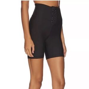 NWT WeWoreWhat Black Lace Up Biker Shorts women size Medium
